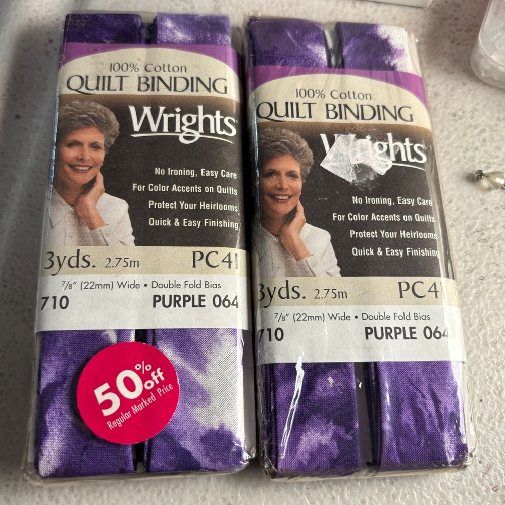 Vintage Purple Marbled 100% Cotton Double Fold Bias Quilt Binding 2pk